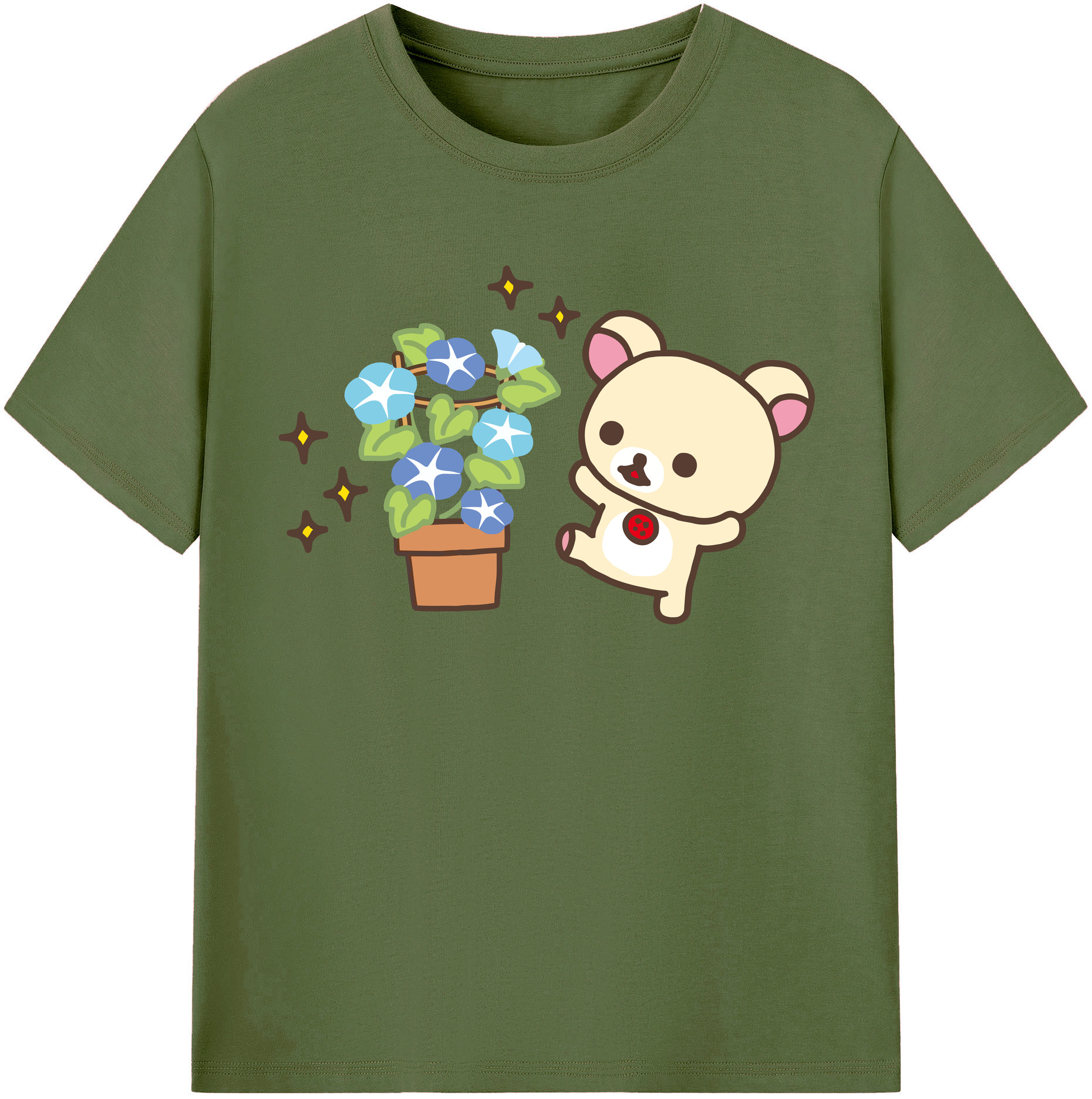 （画像用） リラックマ リラックマ キイロイトリ Rilakkuma Korilakkuma Kiiroitori 綿100％半袖Tシャツ（フロントプリント）